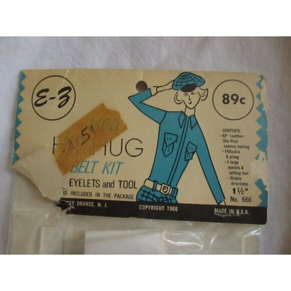 Vintage 1960's Belt Kit Hiphug Hiphugger E-Z Sewing Vinyl White True Mod Garage - Picture 4 of 6